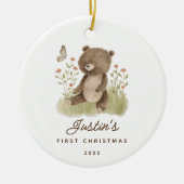 Foto Baby's First Christmas Bear Keramik Ornament (Vorne)