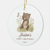 Foto Baby's First Christmas Bear Keramik Ornament (Links)