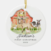 Foto Baby's First Christmas Farm Animals Keramik Ornament (Vorne)