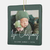 Foto Baby's First Christmas Green Keramikornament (Links)