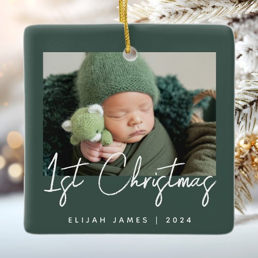 Foto Baby's First Christmas Green Keramikornament