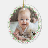 Foto Baby's First Christmas - Niedlicher rustikale Keramik Ornament (Links)