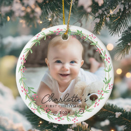 Foto Baby's First Christmas - Niedlicher rustikale Keramik Ornament
