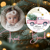 Foto Baby's First Christmas - Pink Truck Keramik Ornament