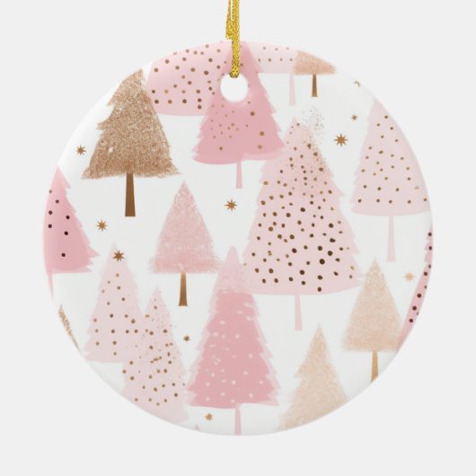 Foto Baby's First Christmas - Rosa Weihnachtsbaum Keramik Ornament (Hinten)