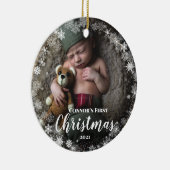 Foto Baby's Name First Christmas Snowflake Frame Keramik Ornament (Rechts)