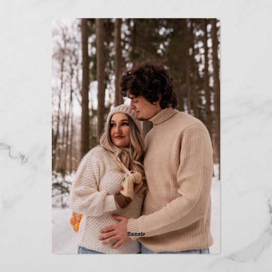 Foto Back Gold Frame Hochzeit speichern das Datum Folieneinladung (Rückseite)