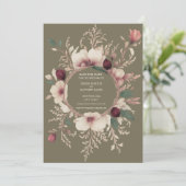 Foto Back Olive and Creme Floral Save The Date (Stehend Vorderseite)