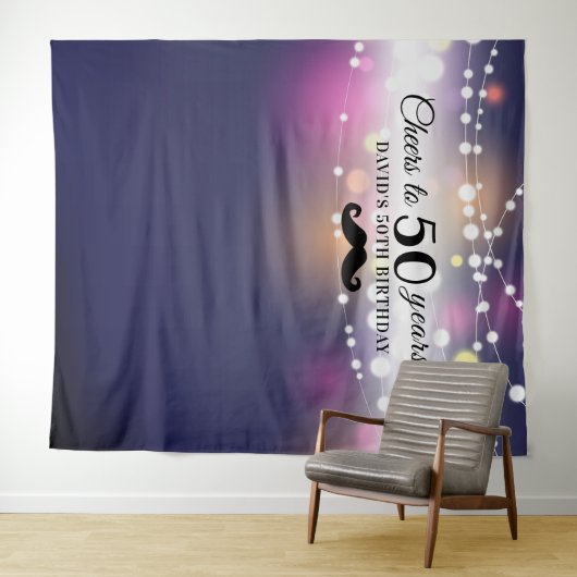 Foto-Backdrop String Lights Navy Wandteppich (Beispiel (Horizontal))