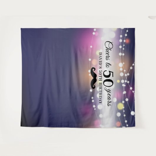 Foto-Backdrop String Lights Navy Wandteppich (Vorderseite (Horizontal))