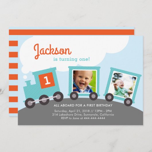 Foto-Bahn-Party Einladung (Vorne/Hinten)