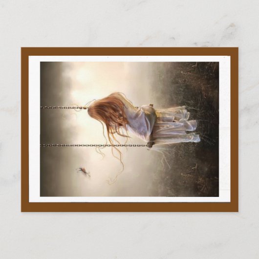 Foto balançoire bohême jeune fille rousse postkarte (Vorderseite)