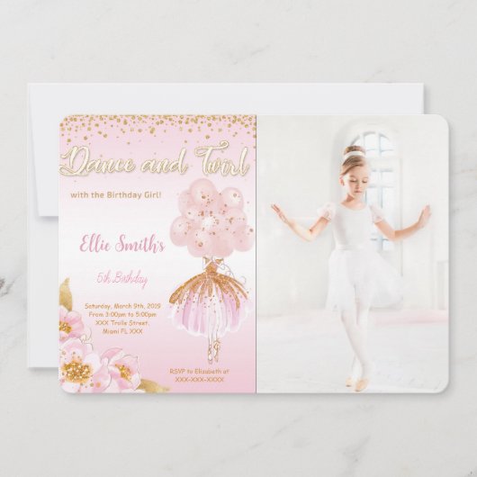Foto Ballerina Einladung (Vorderseite)