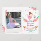 Foto Ballerina Geburtstagseinladung Ballett Party Einladung (Vorne/Hinten)