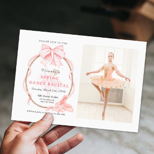 Foto-Ballettmädchen mit rosa Schleife Tanzvorstell Einladung