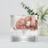 Foto Baptislace Cross Baby Boy Girl Silver 2 Einladung (Stehend Vorderseite)