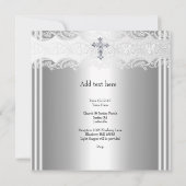 Foto Baptislace Cross Baby Boy Girl Silver 2 Einladung (Rückseite)