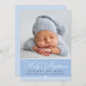 FOTO BAPTISM Elegante Kalligrafie Einladung (Vorne/Hinten)