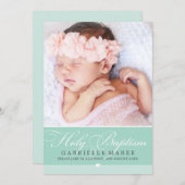 FOTO BAPTISM Elegante Kalligraphie Einladung (Vorne/Hinten)