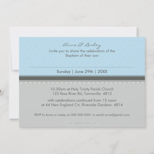 FOTO BAPTISM ERSUCHT: fantasievolle 4L Einladung (Rückseite)