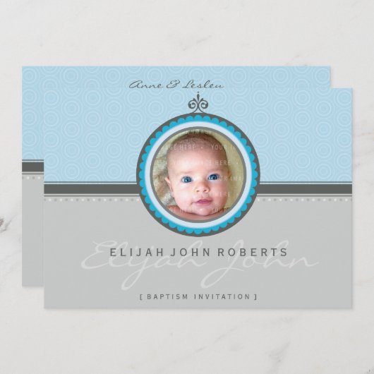 FOTO BAPTISM ERSUCHT: fantasievolle 4L Einladung (Vorne/Hinten)