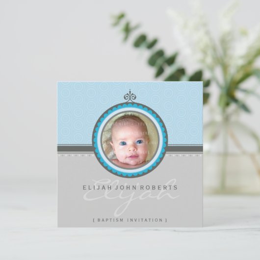 FOTO BAPTISM ERSUCHT :: fantasievolle 4SQ Einladung (Stehend Vorderseite)