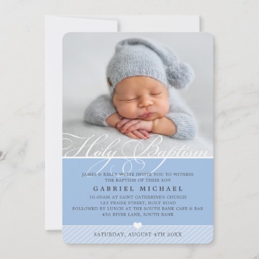 FOTO BAPTISM extravagante Kalligraphie geblüht Jun Einladung (Vorderseite)