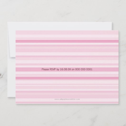 FOTO BAPTISM hübsch gestreiftes Essmuster rosa Einladung (Rückseite)