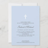 FOTO BAPTISM Skript lieblich Baby blau Einladung (Rückseite)