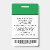 Foto, Bar-Code, Logo, Name des Mitarbeiters Ausweis (Back)