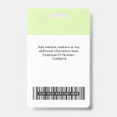 Foto, Bar-Code, Logo, Name des Mitarbeiters Ausweis (Rückseite)