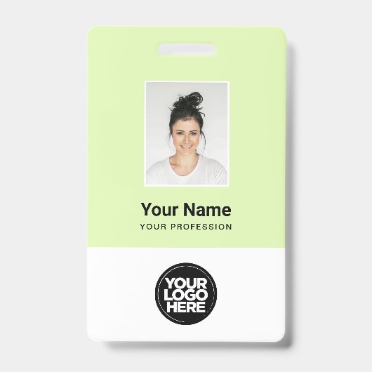 Foto, Bar-Code, Logo, Name des Mitarbeiters Ausweis (Vorderseite)