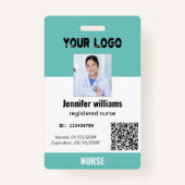 Foto, Bar, Logo, Aquamarine ID des Mitarbeiters Ausweis (Vorderseite)