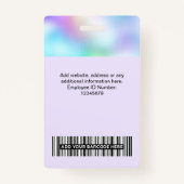 Foto, Bar, Logo, Name Ausweis (Rückseite)