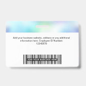 Foto, Bar, Logo, Name Ausweis (Rückseite)