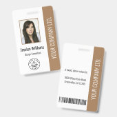 Foto, Bar, Logo, Name braun Ausweis (Vorder- & Rückseite)