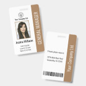 Foto, Bar, Logo, Name braun Ausweis (Front & Back)