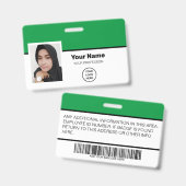 Foto-Bar-Logo-Name des benutzerdefinierten grünen  Ausweis (Front & Back)