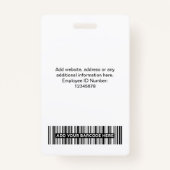 Foto, Bar, Logo, Name des Mitarbeiters Ausweis (Rückseite)