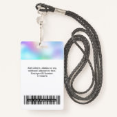 Foto, Bar, Logo, Name des Mitarbeiters  Ausweis (Rückseite mit Schlüsselband)