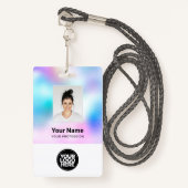 Foto, Bar, Logo, Name des Mitarbeiters  Ausweis (Vorderseite mit Schlüsselband)