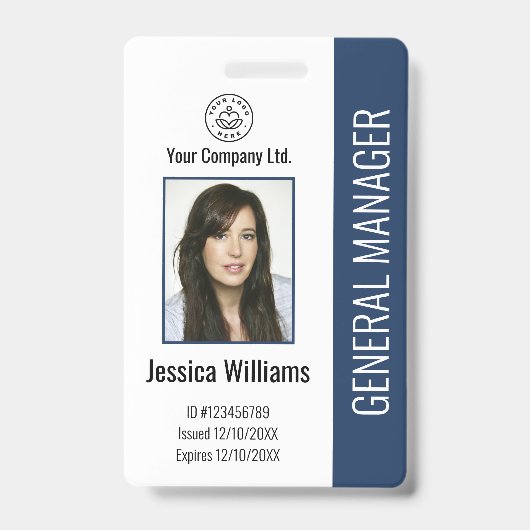 Foto, Bar, Logo, Name des Mitarbeiters Ausweis (Vorderseite)