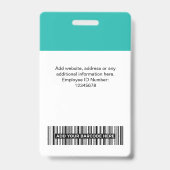 Foto, Bar, Logo, Name des Mitarbeiters Ausweis (Rückseite)