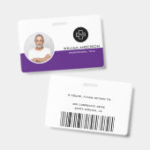 Foto, Bar, Logo, Name des Mitarbeiters Ausweis (Vorder- & Rückseite)