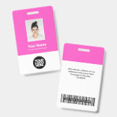 Foto, Bar, Logo, Name des Mitarbeiters Ausweis (Vorder- & Rückseite)