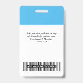 Foto, Bar, Logo, Name des Mitarbeiters Ausweis (Rückseite)