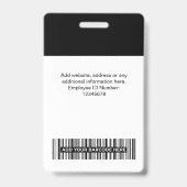 Foto, Bar, Logo, Name des Mitarbeiters Ausweis (Rückseite)