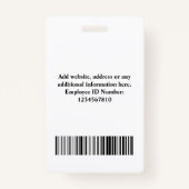 Foto, Bar, Logo, Name des personalisierten Mitarbe Ausweis (Rückseite)