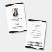 Foto, Bar, Logo, Name des personalisierten Mitarbe Ausweis (Vorder- & Rückseite)