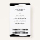 Foto, Bar, Logo, Name des personalisierten Mitarbe Ausweis (Rückseite)